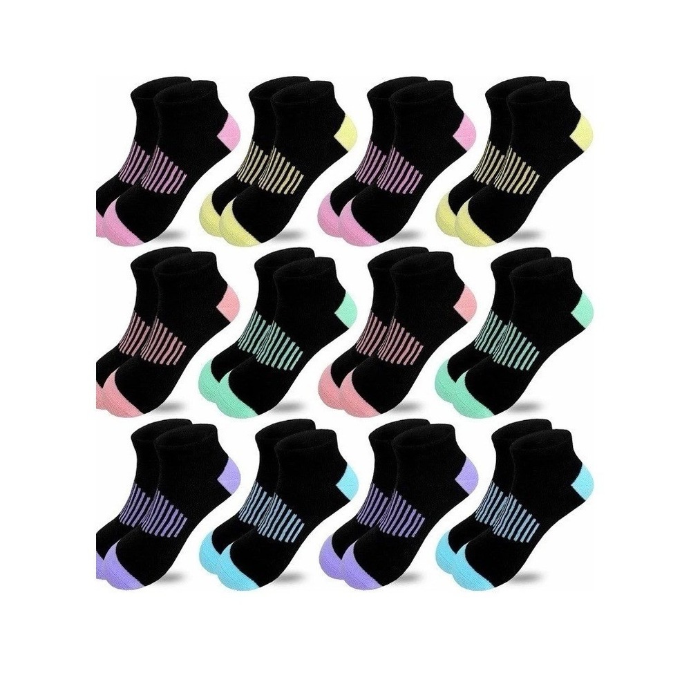 Unbranded Ankle Socks Girls Size 5-7 Multicolor New 12 Pairs Athletic Low Cut